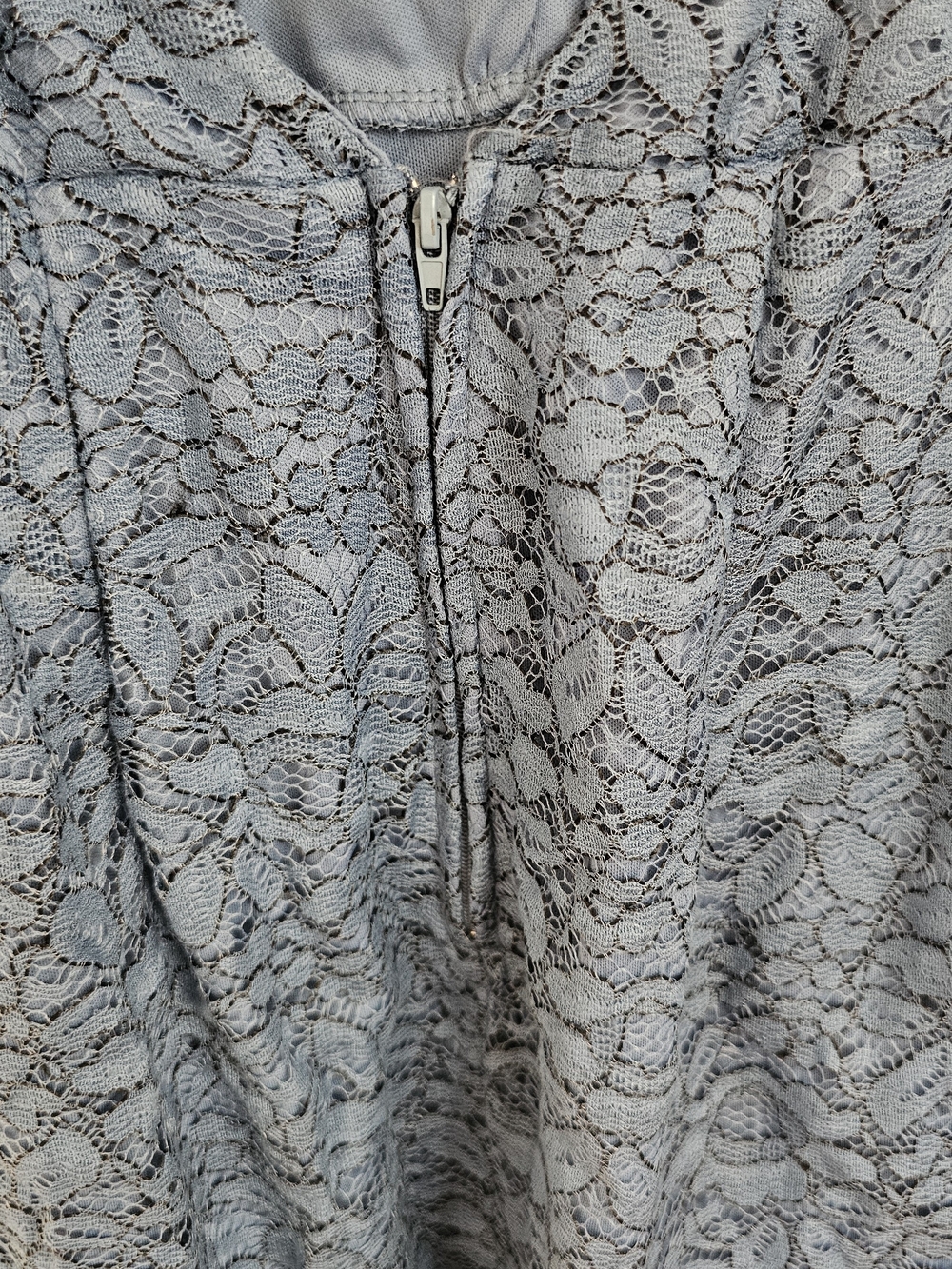 Blue Lace Midi Dress XS Deep V Boned Strappy Back - Picture 3 of 4